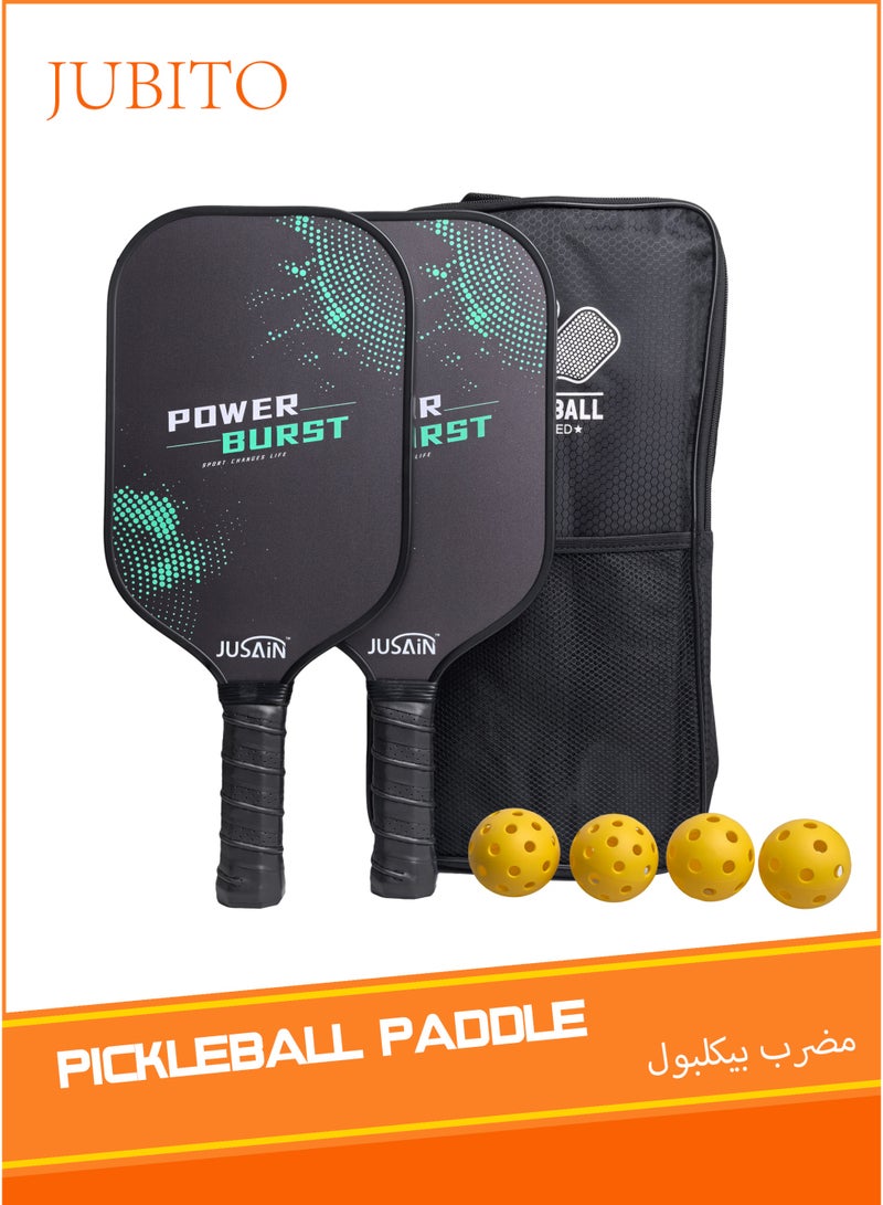 Peak Offensive Pickleball Paddle Set – Carbon Fiber, 16mm Face, 2 Paddles & 4 Balls